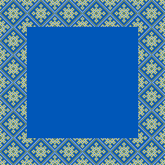 Obraz premium Vector illustration of Ukrainian ornament in ethnic style, identity, vyshyvanka, embroidery for print clothes, websites, banners. Background. Frame for text