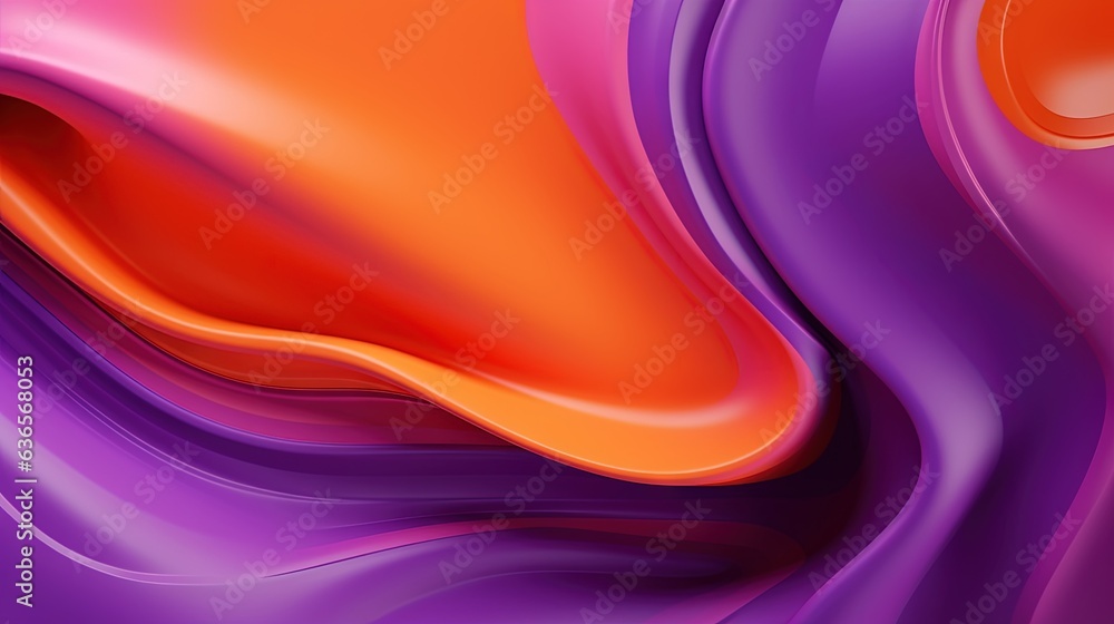 Poster a purple and orange abstract background with wavy lines and curves. generative ai