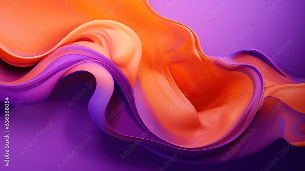 Poster a purple and orange abstract background with a wavy design on it. generative ai