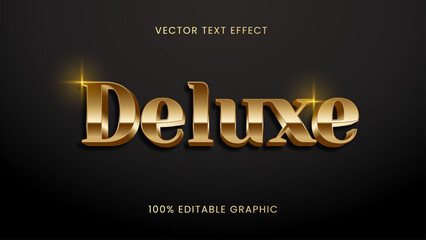 Gold deluxe text effect. Luxurious and premium editable text graphic. Shiny and metallic design.