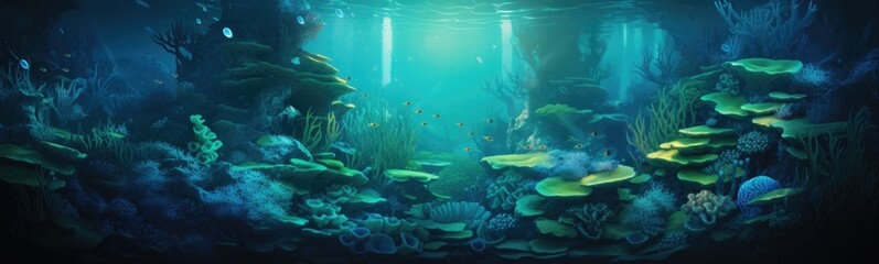 Fototapeta na wymiar Underwater sealife banner