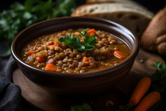 close up lentil stew
