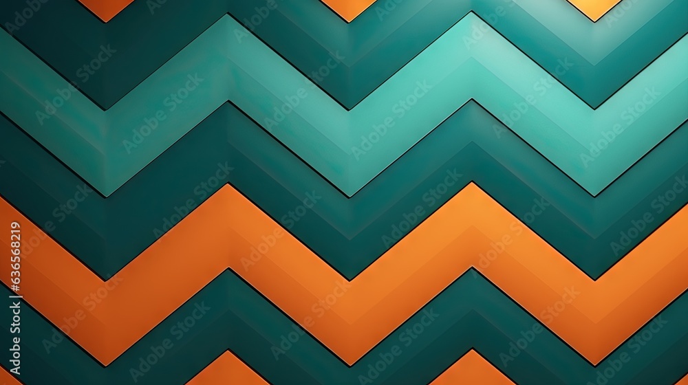 Aufkleber a chevroned pattern with orange and green colors on it. generative ai