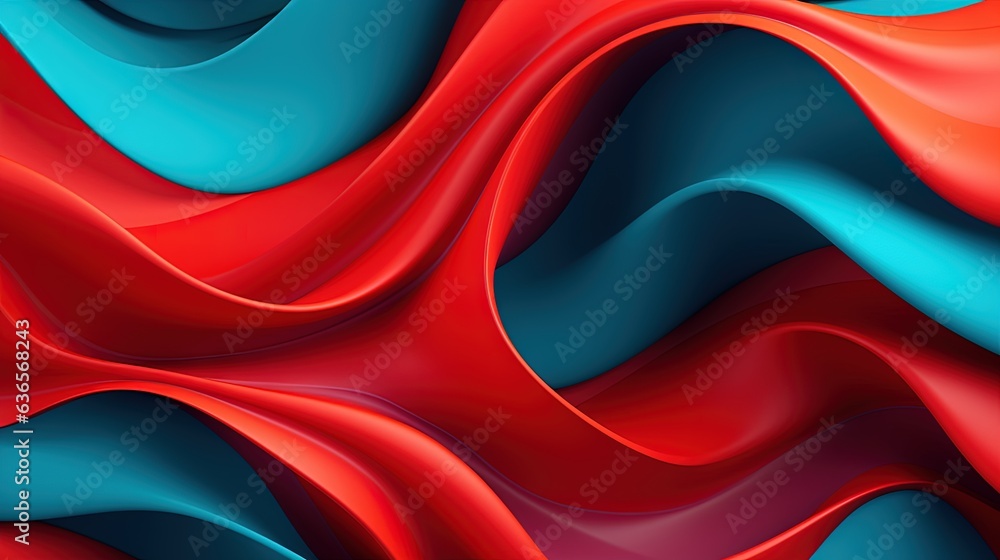 Poster a red and blue abstract background with wavy lines and curves. generative ai