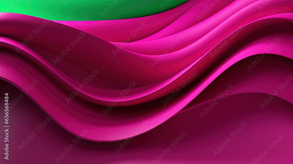 Poster an abstract background with pink and green waves on a green background. generative ai