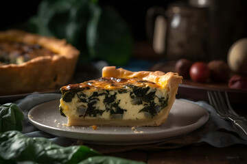 chard feta quiche, flavorful quiche with chard and feta filling