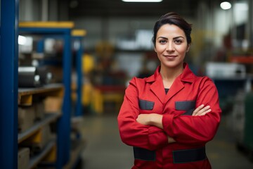 Naklejka premium young woman working in a factory