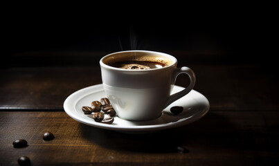 Fototapeta premium A cup of coffee sitting on top of a saucer