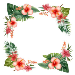 Fototapeta premium Summer Frame. Transparent Inside and Background.