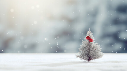 Fototapeta premium Christmas Winter Scene with Dreamy Bokeh and Snow