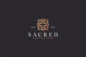 Sacred Geometric Emblem Logo Gold Art Fashion Jewelry Religion Sign Symbol