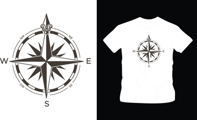 travel and adventures vintage old retro style campass t-shirt design editable template