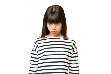 Little caucasian girl over isolated background with sad expression