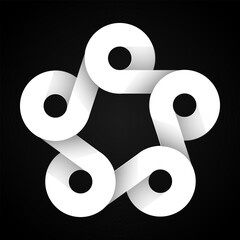 Impossible shapes - logo design. Black and white - optical illusion. Infinte geometric object. Vector illustration.