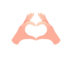 Fototapeta premium Two hands in the shape of a heart isolated on a white background.