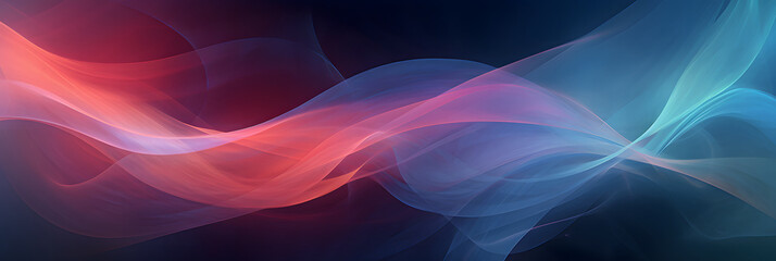 panoramic texture of delicate transparent fabric, abstract background with glowing lines or smoke blue and red