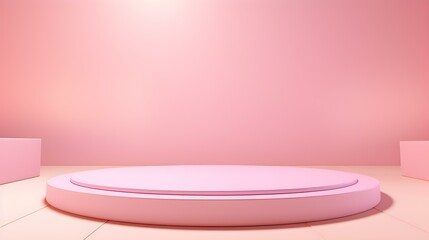 Minimalist Room with a beautiful Stage in Pink Colors. Modern and Futuristic Background for Product Presentation.