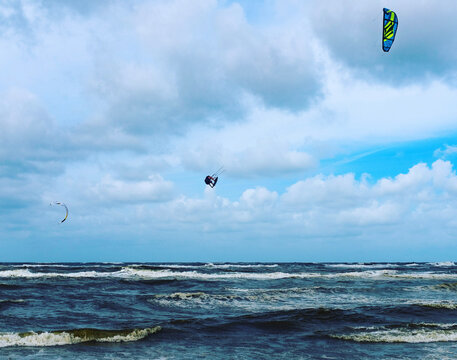 kite surfing in the sea