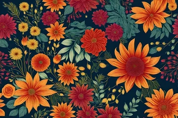 Deurstickers seamless floral pattern © umair
