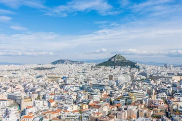 Foto op Plexiglas anti-reflex Panoramic view of Athens and mount Lycabettus from Acropolis © Damien