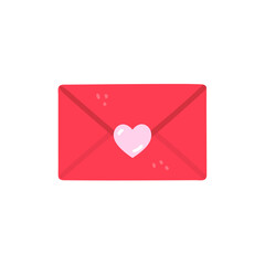 Vector envelope with red heart love letter for valentines day