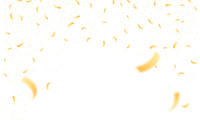 Vector falling confetti isolated border . shiny gold flying tinsel decoration design
