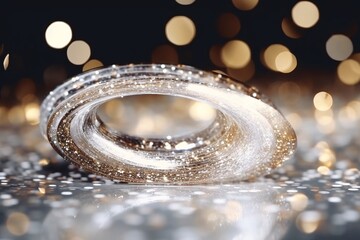 Silver wavy background. Close-up image of silver wavy background.Silver glitter background with bokeh defocused lights and sparkles.
