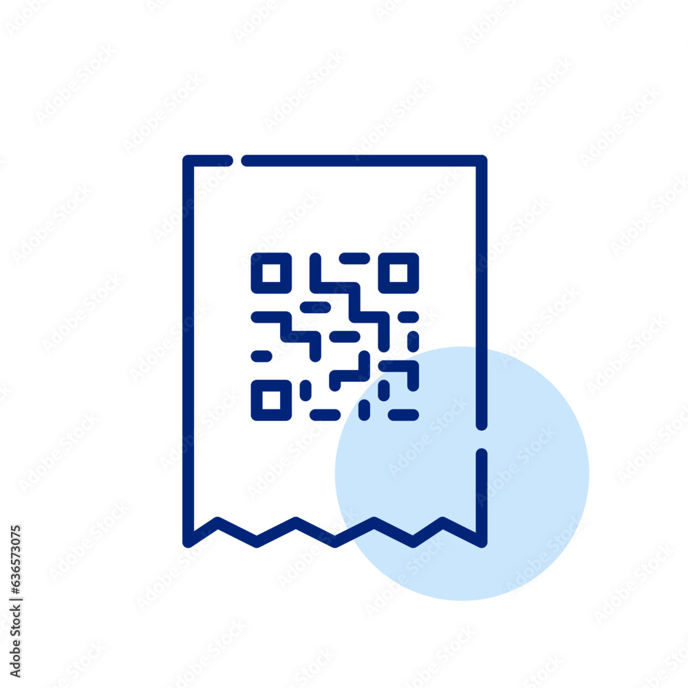 Poster qr-code printed on a check. pixel perfect, editable stroke icon