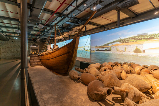 Izmir, Turkey - August 18, 2023 : The Culture and Arts Factory inside view in Izmir. Complex is converted  the library and museum into a cultural art center in the tekel factory,