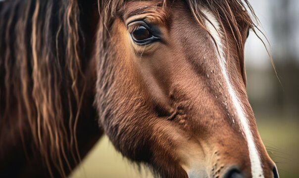 Photo of a mesmerizing close-up of a brown horse's enchanting eye