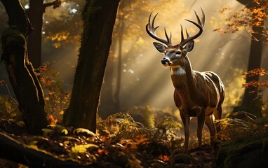 Serene Whitetail Deer. AI
