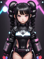 Naklejka premium Chibi Robo Elegance: The Magnificent Plastic Android