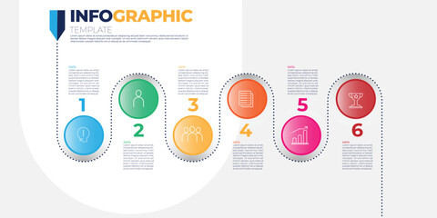 modern design template for infographics.Line infographic numbers template with six elements, icons. Timeline designed for business, presentations, web design, interface, diagrams with 6 steps