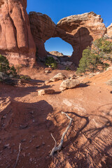 hiking the broken arch trail in arches national park, utah, usa