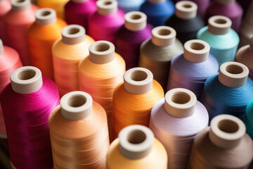 Bobbins with colored thread for industrial textile machines