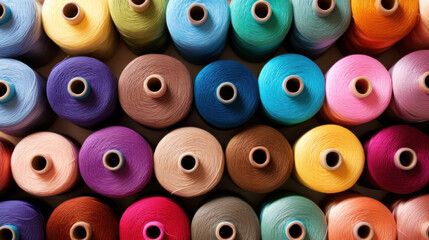 Bobbins with colored thread for industrial textile machines