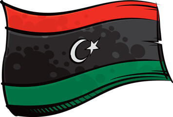 Libya flag created in graffiti paint style - 636576639