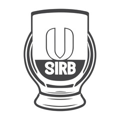 rugby logo with pint glass, vector illustration line art