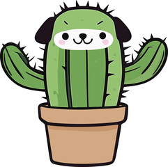 Green Dog Cactus art illustration
