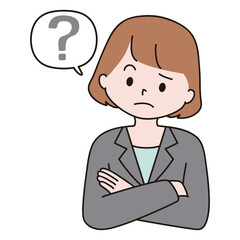 腕を組む　疑問　スーツ　女性