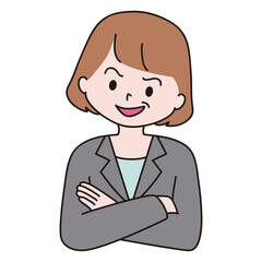 腕を組む　スーツ　意地悪な顔の女性