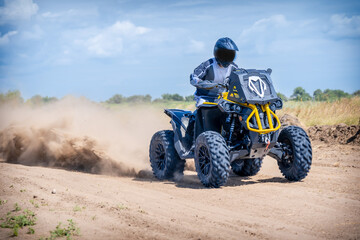 Driving off-road with quad bike or ATV vehicles. 4x4