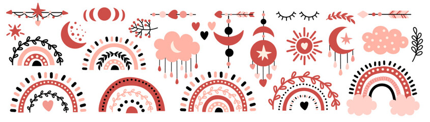 Big vector set of elements in boho style.