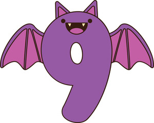 9 number with vampire bat themed character