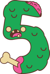 5 number with zombie themed character
