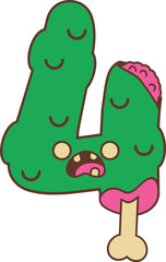 4 number with zombie themed character