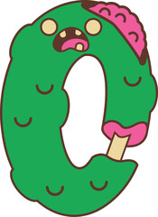 Zero number with zombie themed character
