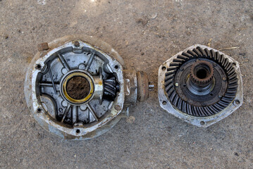 Photo of disassembled motorcycle rear axle