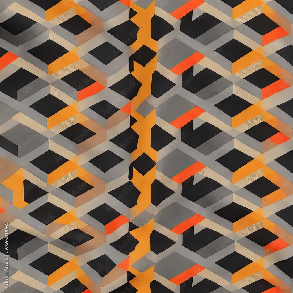 Poster abstract background with geometric shapes in orange, black and grey colors. generative ai.