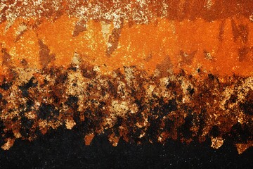 Fototapeta premium Abstract Halloween or Thanksgiving party invitation with glitter and sparkles on orange and black background. Generative AI